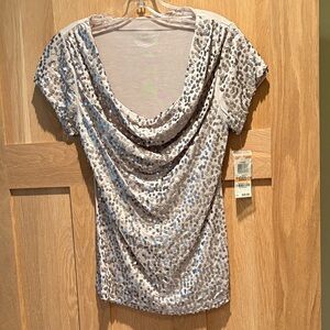 INC Sequin Cowl Neck Women's Top - Silver/grey